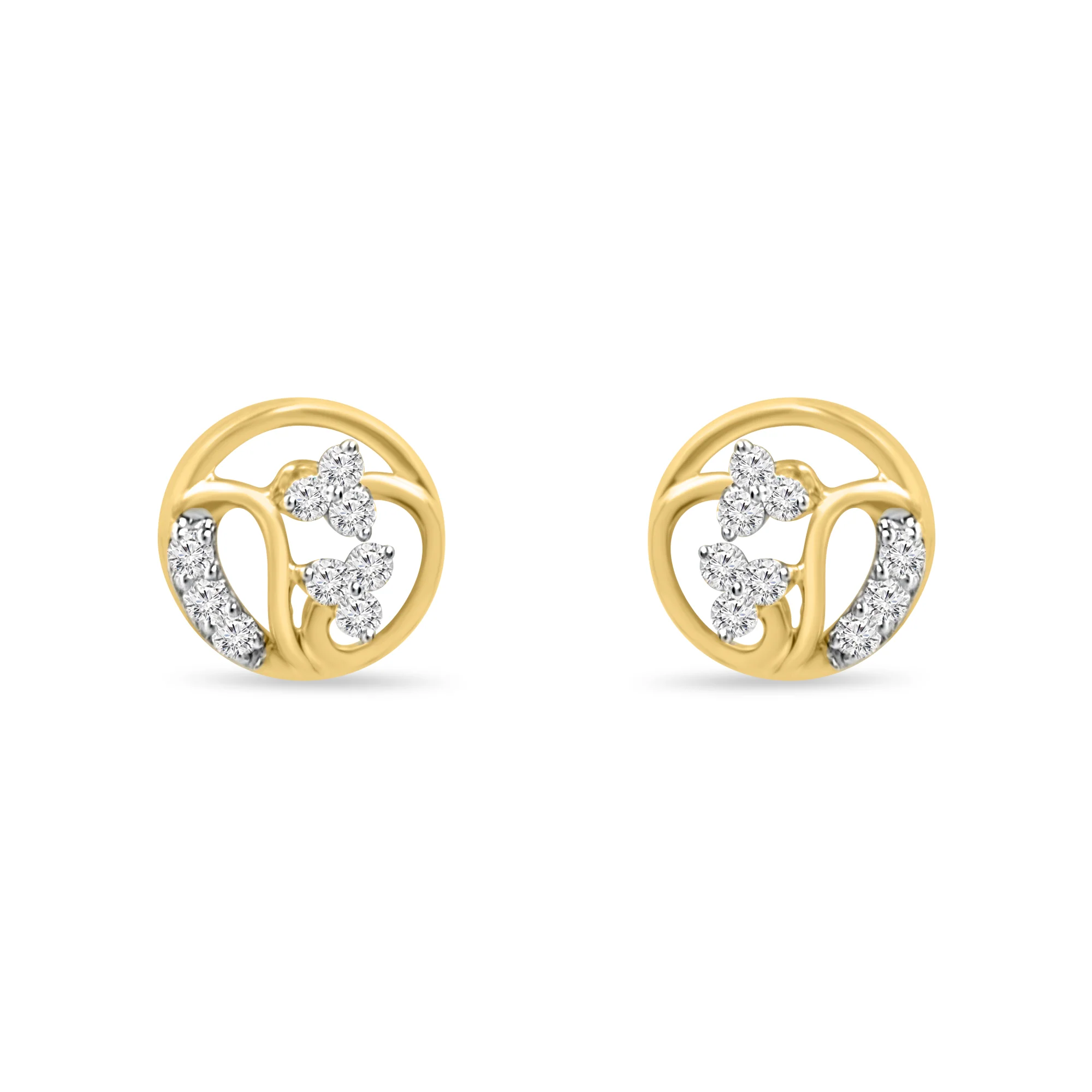 Floral Circle Gold Earrings with Lab-Grown Diamonds - Image 4
