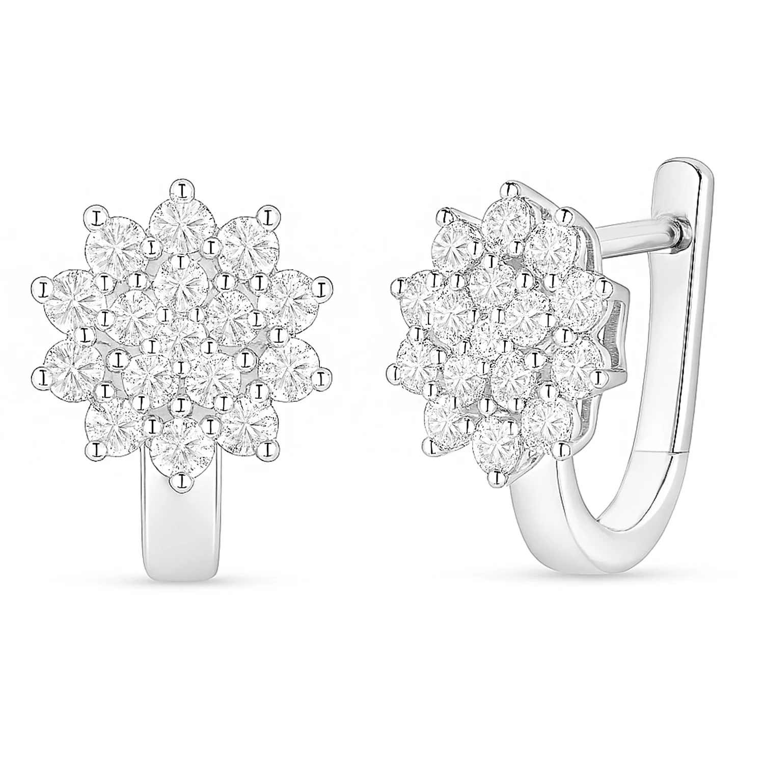 Floral Whisper Silver Hoop Rhodium Plated Earrings - Image 7