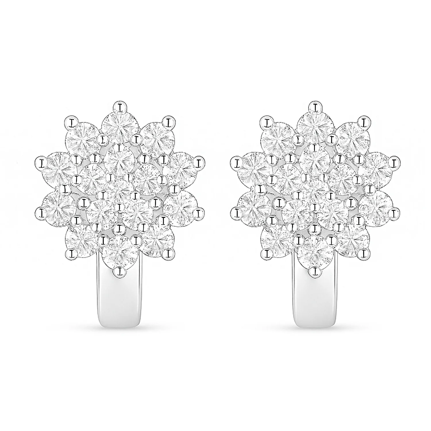 Floral Whisper Silver Hoop Rhodium Plated Earrings - Image 8