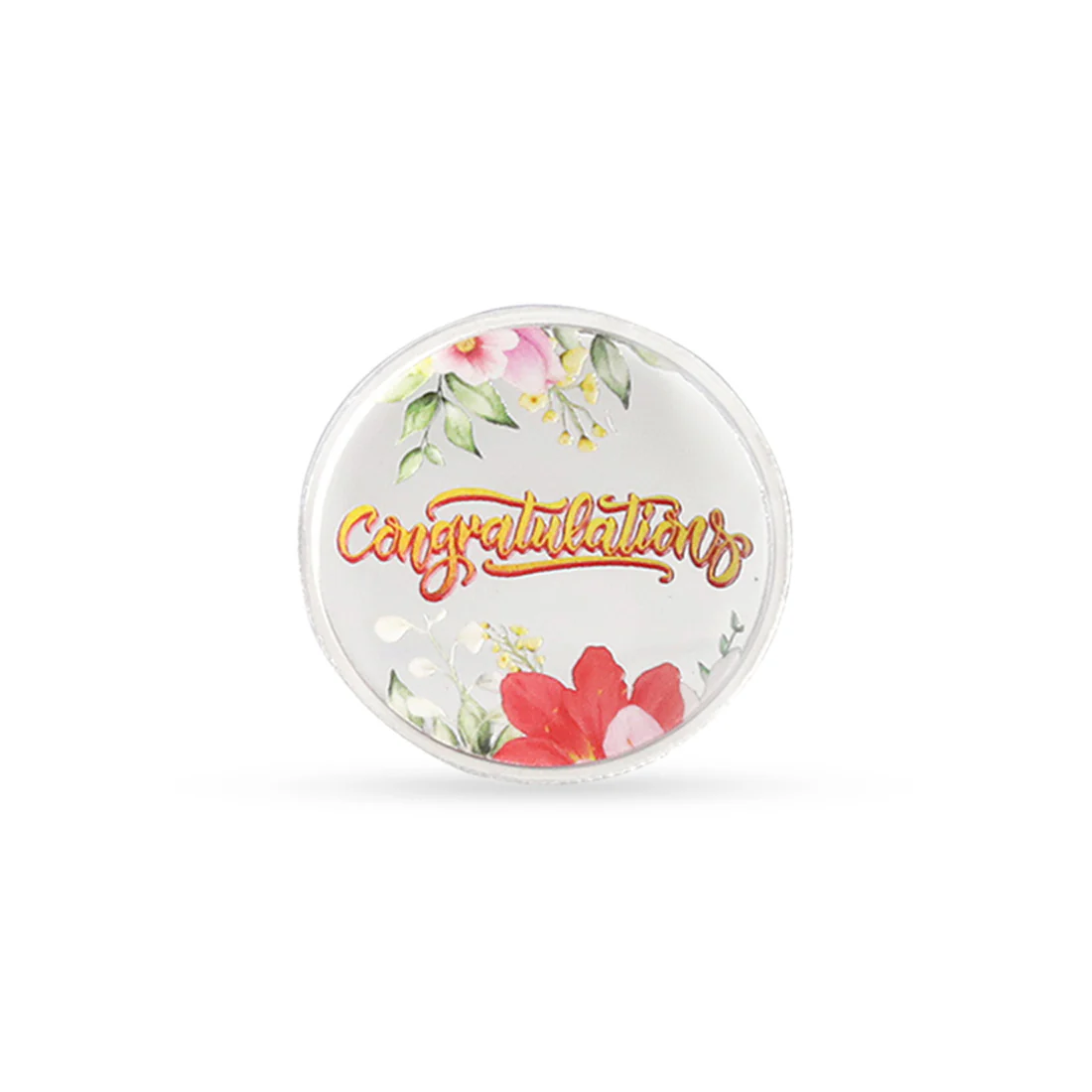Floral Congratulations Silver Medallion - 999 Fine Silver- 10 gm - Image 4