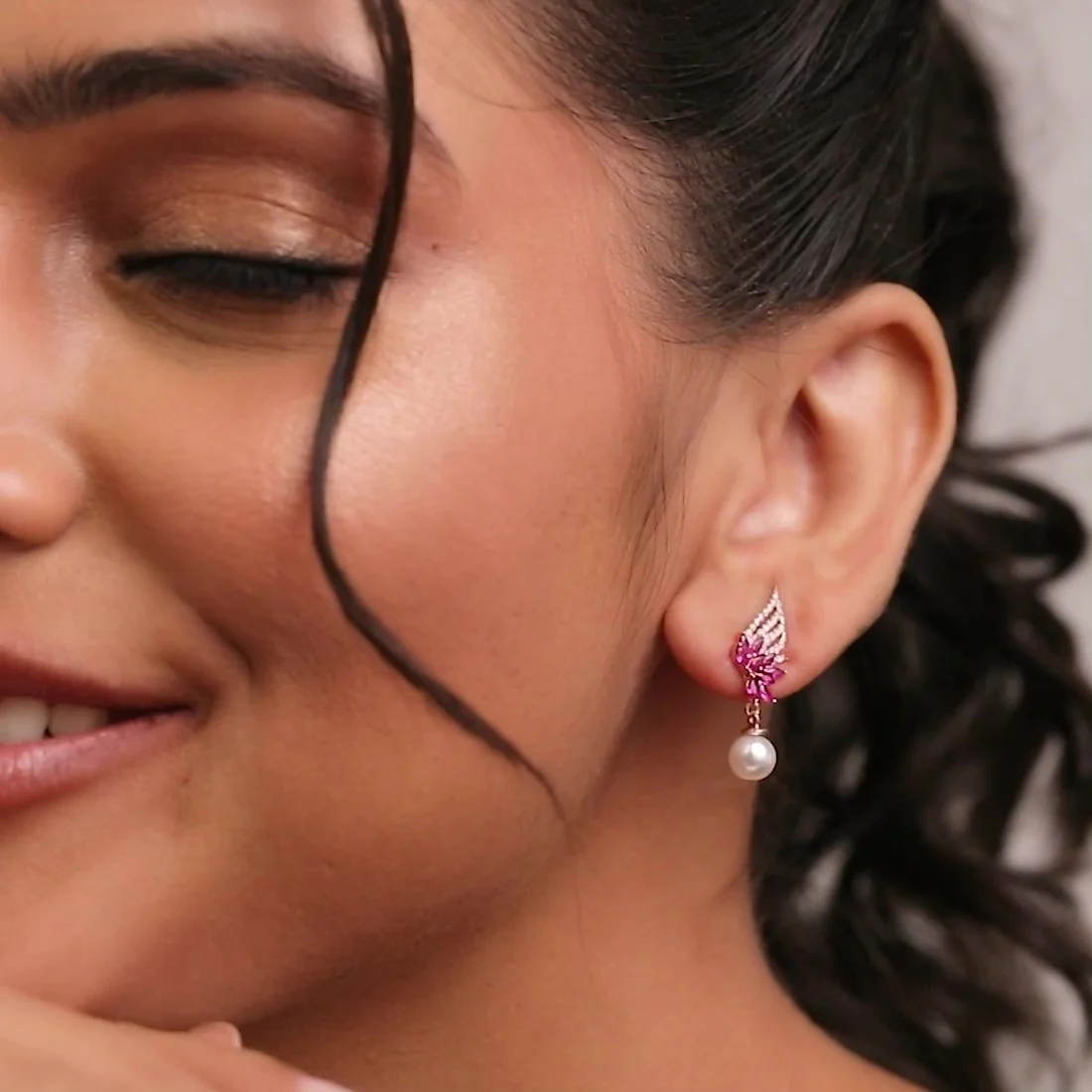 Floral Dewdrop Rose Gold Plated 925 Sterling Silver Earrings - Image 4