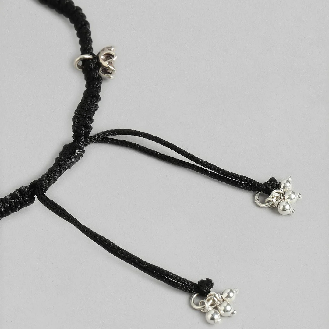 Floral Elegance 925 Sterling Silver Rhodium-Plated Anklet - Image 7