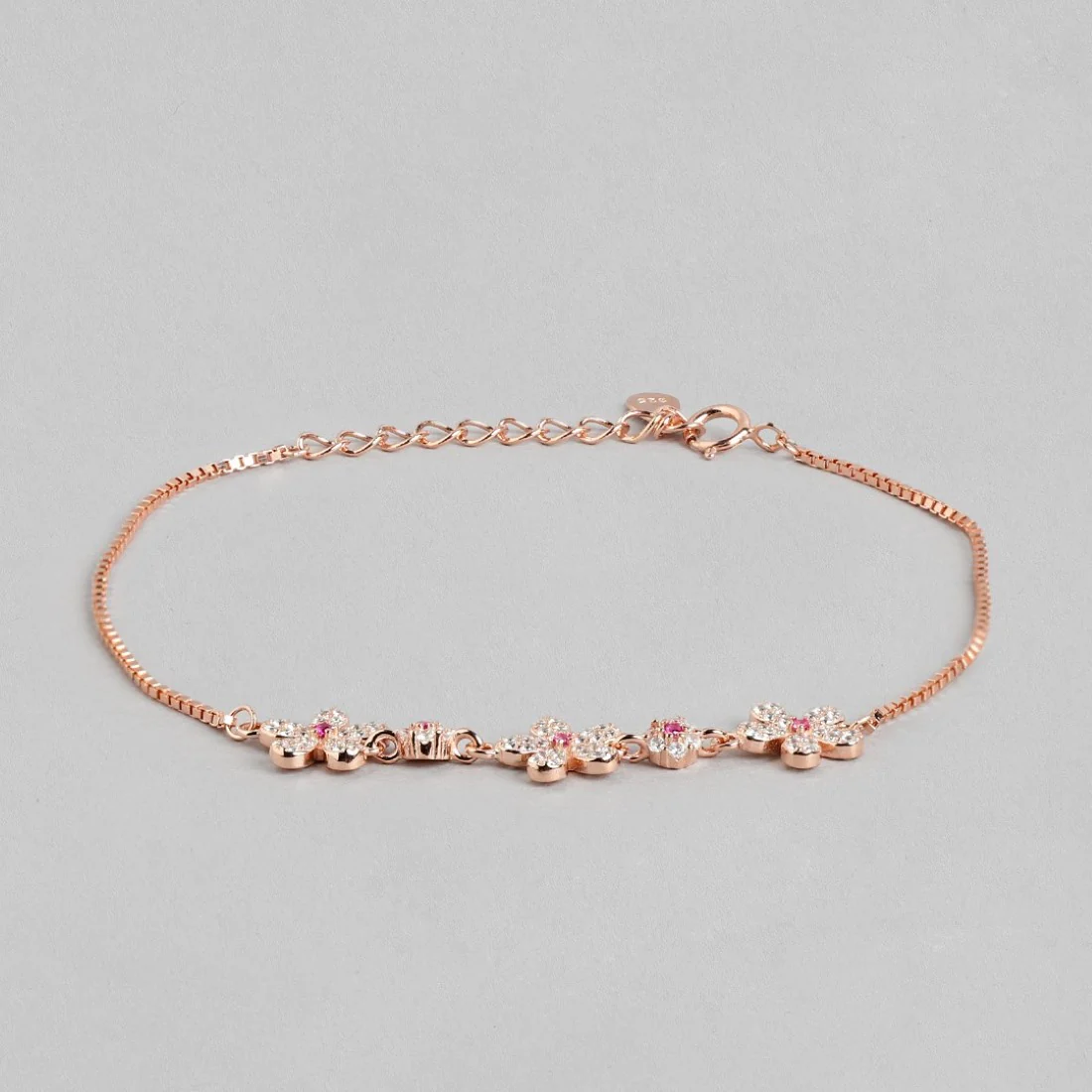 Floral Elegance Rose Gold-Plated 925 Sterling Silver Women's Bracelet - Image 5