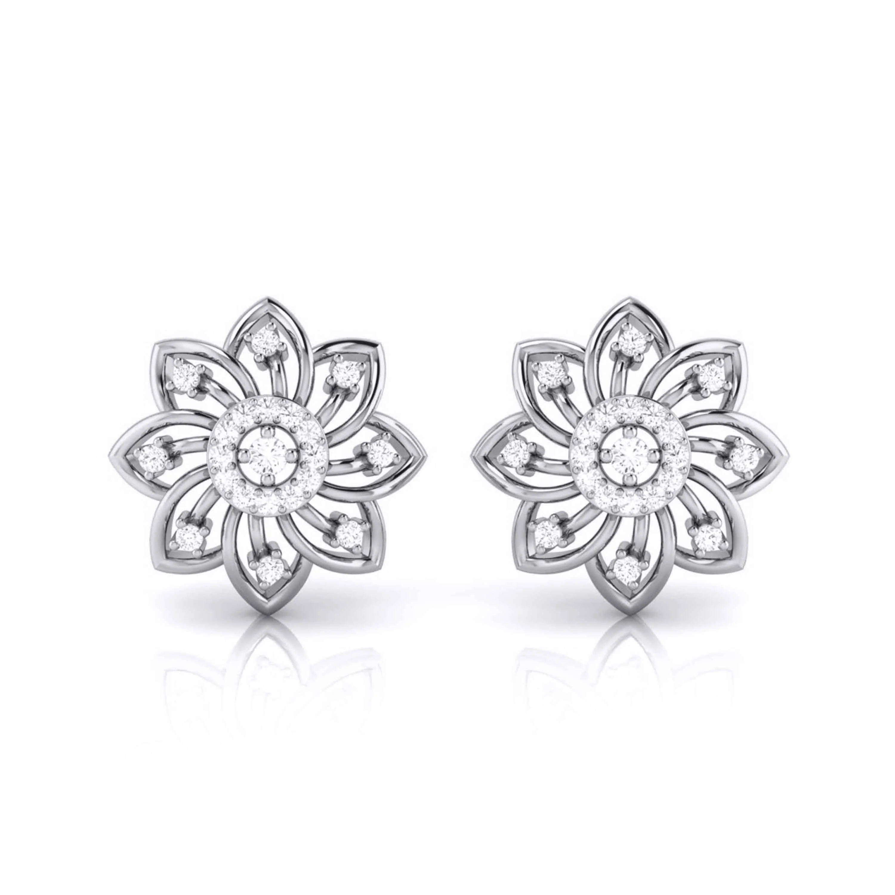 Floral Fantasy Lab-Grown Diamond Flower Stud Earrings - Image 12