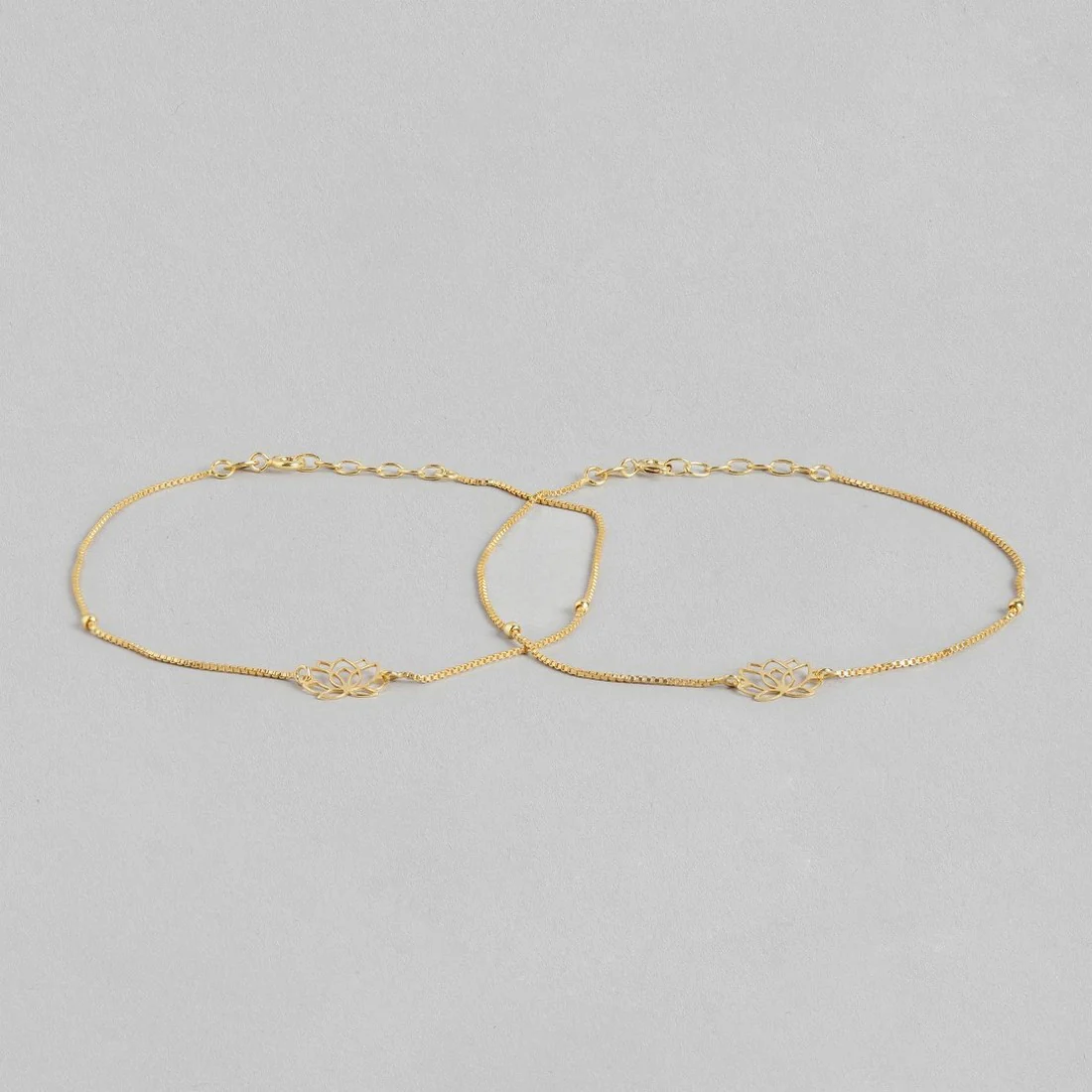 Lotus Gold Plated 925 Sterling Silver Chained Anklet - Image 4