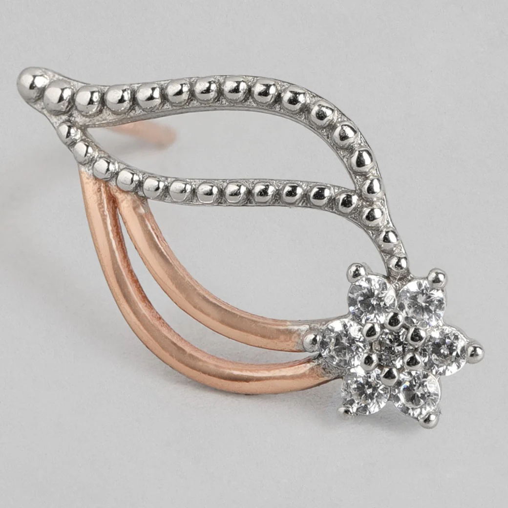 Floral Leaf Rose-Gold Plated 925 Sterling Silver Earring - Image 6