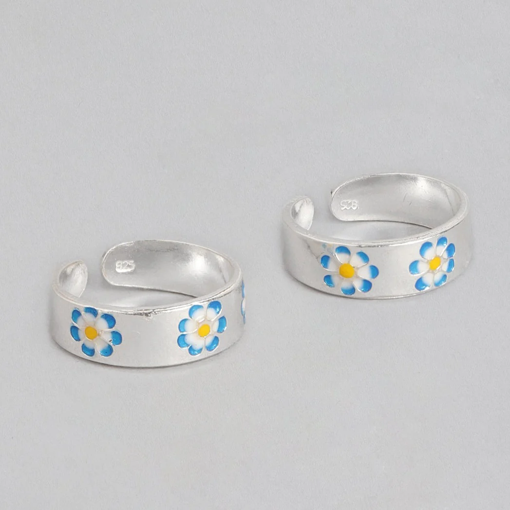 Floral Print 925 Sterling Silver Toe Ring - Image 2