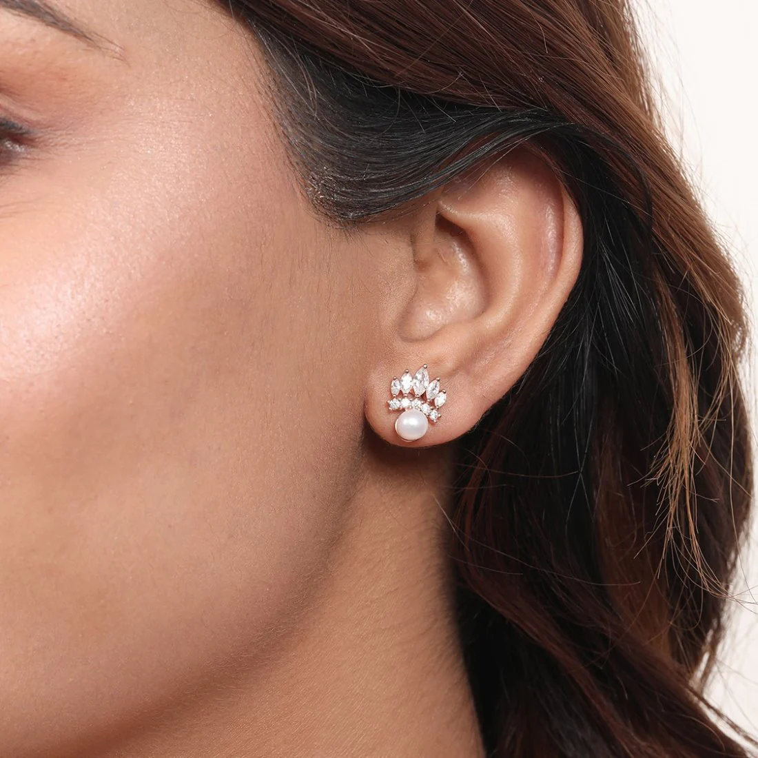 Floral Radiance 925 Sterling Silver Rose Gold-Plated Earring - Image 3