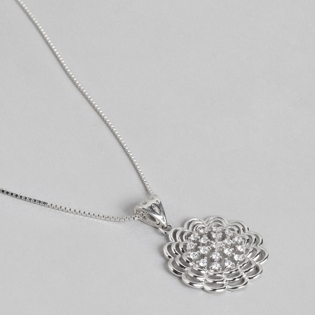 Floral Radiance Rhodium-Plated 925 Sterling Silver Jewelry Set - Image 7