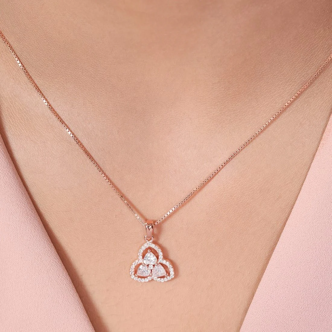 Floral Radiance Rose Gold Plated 925 Sterling Silver Flower Pendant - Image 2