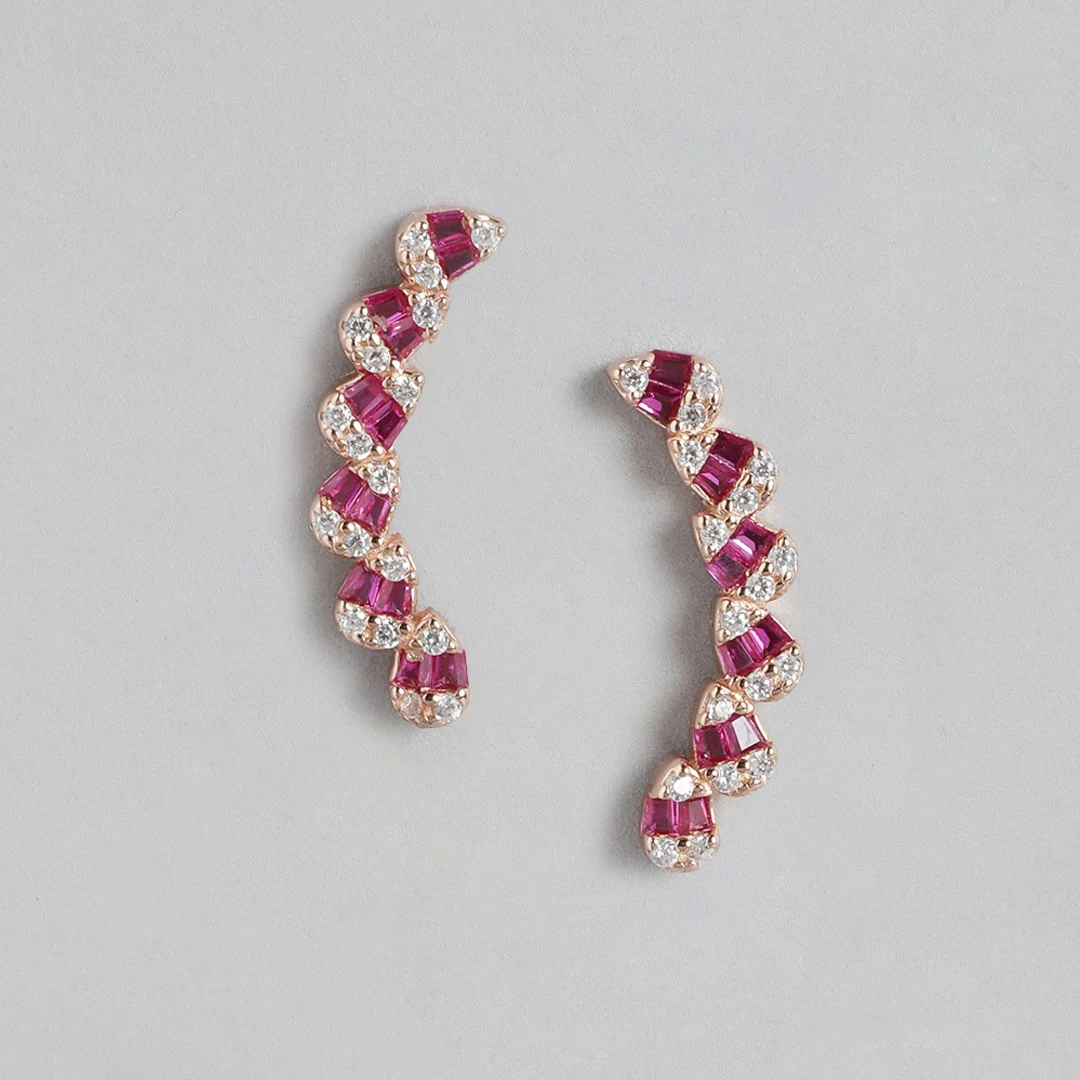 Floral Whirl Rose Gold Plated 925 Sterling Silver Earrings - Image 3