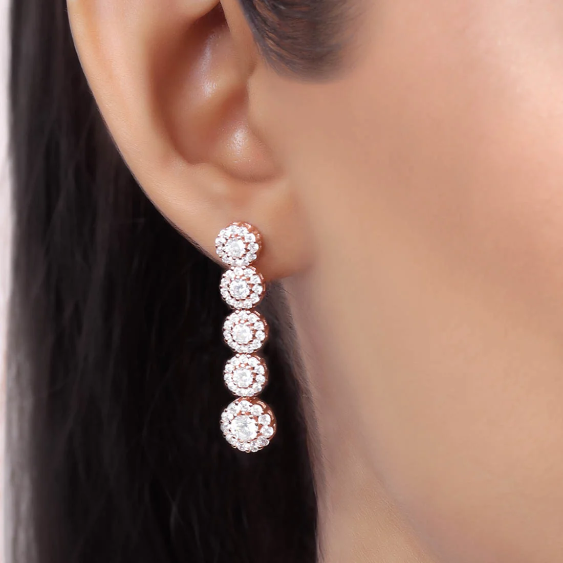 Flowing Elegance Rose Gold Plated 925 Sterling Silver Earrings - Image 4
