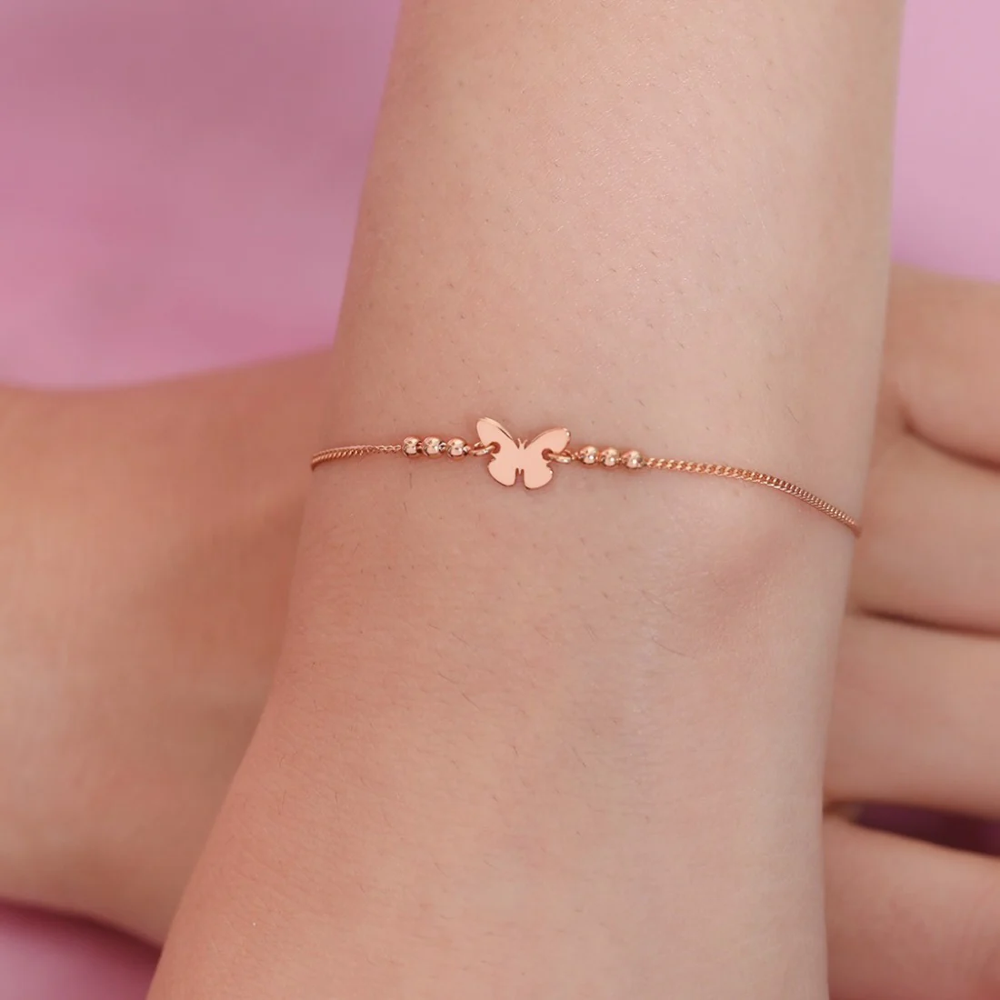 Fluttering Elegance Rose Gold-Plated 925 Sterling Silver Bracelet - Image 2