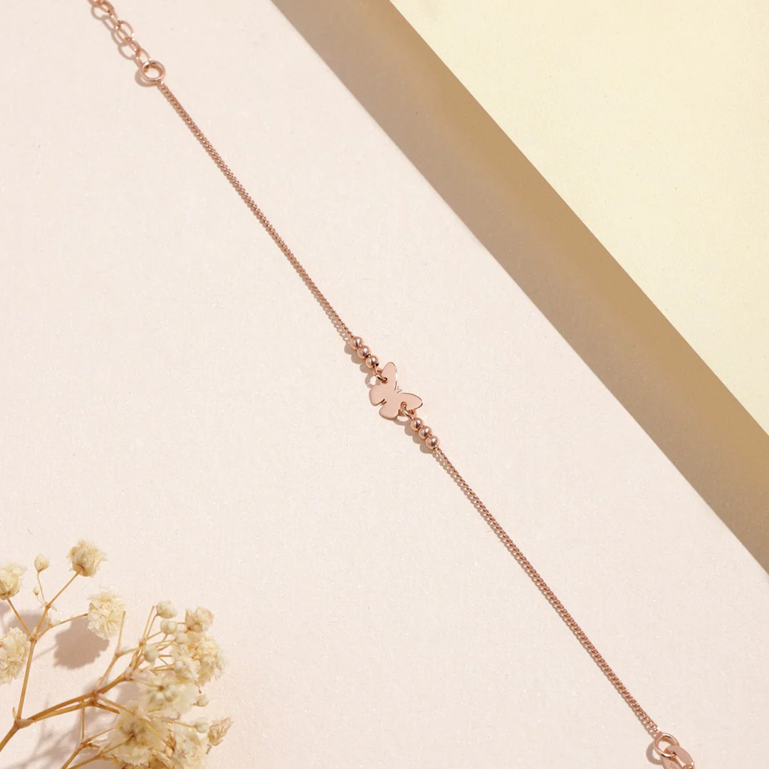 Fluttering Elegance Rose Gold-Plated 925 Sterling Silver Bracelet - Image 4
