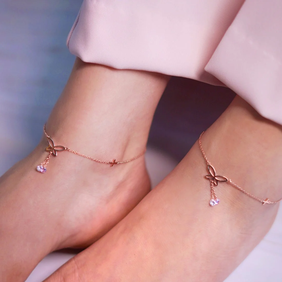 Fluttering Grace Rose Gold Plated 925 Sterling Silver Anklet Gift Hamper - Image 4