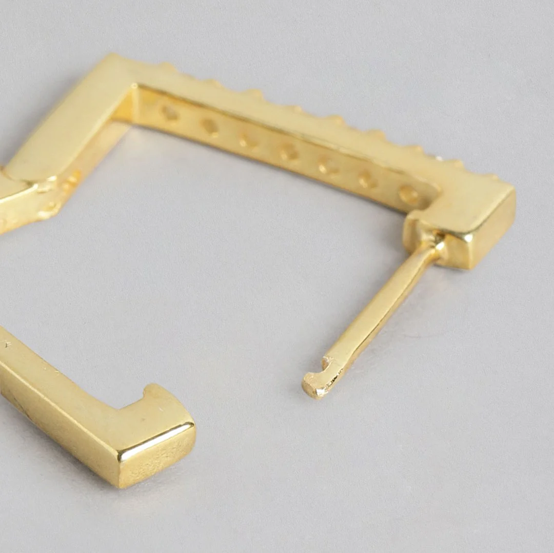 Geometric CZ studded Gold Plated Silver Earring - Image 6
