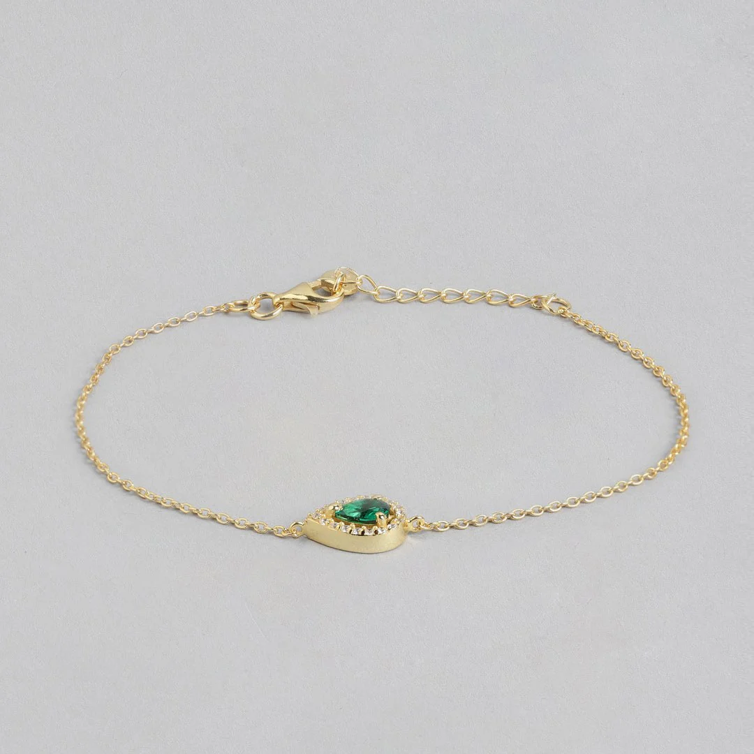 Gilded Emerald Gleam 925 Sterling Silver Gold-Plated Bracelet - Image 3