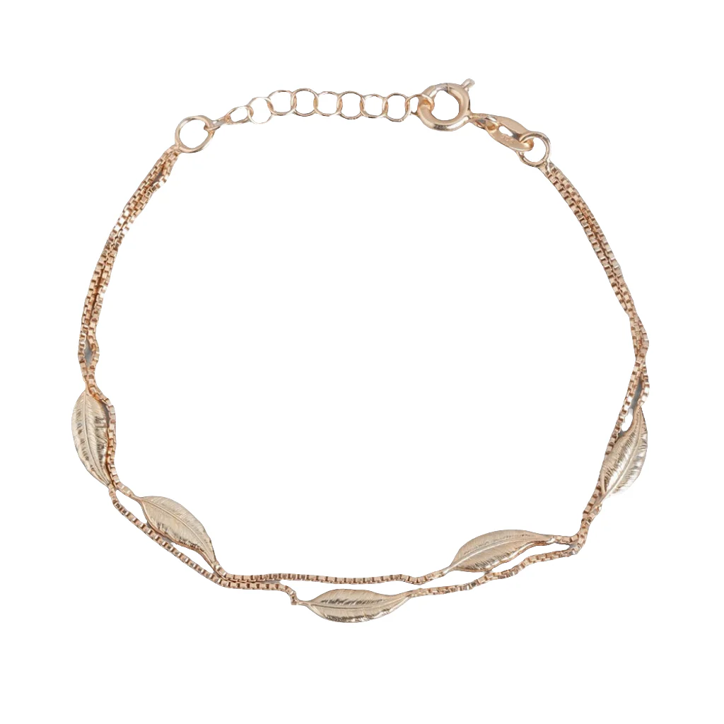 Leafy Foliage Rose Gold-Plated 925 Sterling Silver Bracelet - Image 3