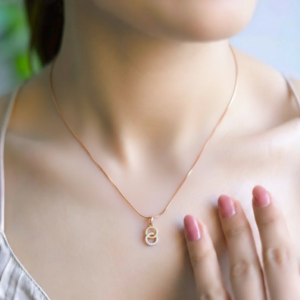 Gilded Orbit CZ Gold-Plated 925 Sterling Silver Pendant with Snake Chain - Image 4