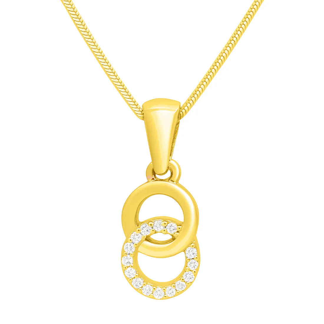 Gilded Orbit CZ Gold-Plated 925 Sterling Silver Pendant with Snake Chain - Image 5