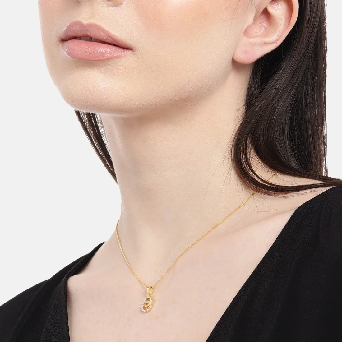 Gilded Orbit CZ Gold-Plated 925 Sterling Silver Pendant with Chain - Image 2