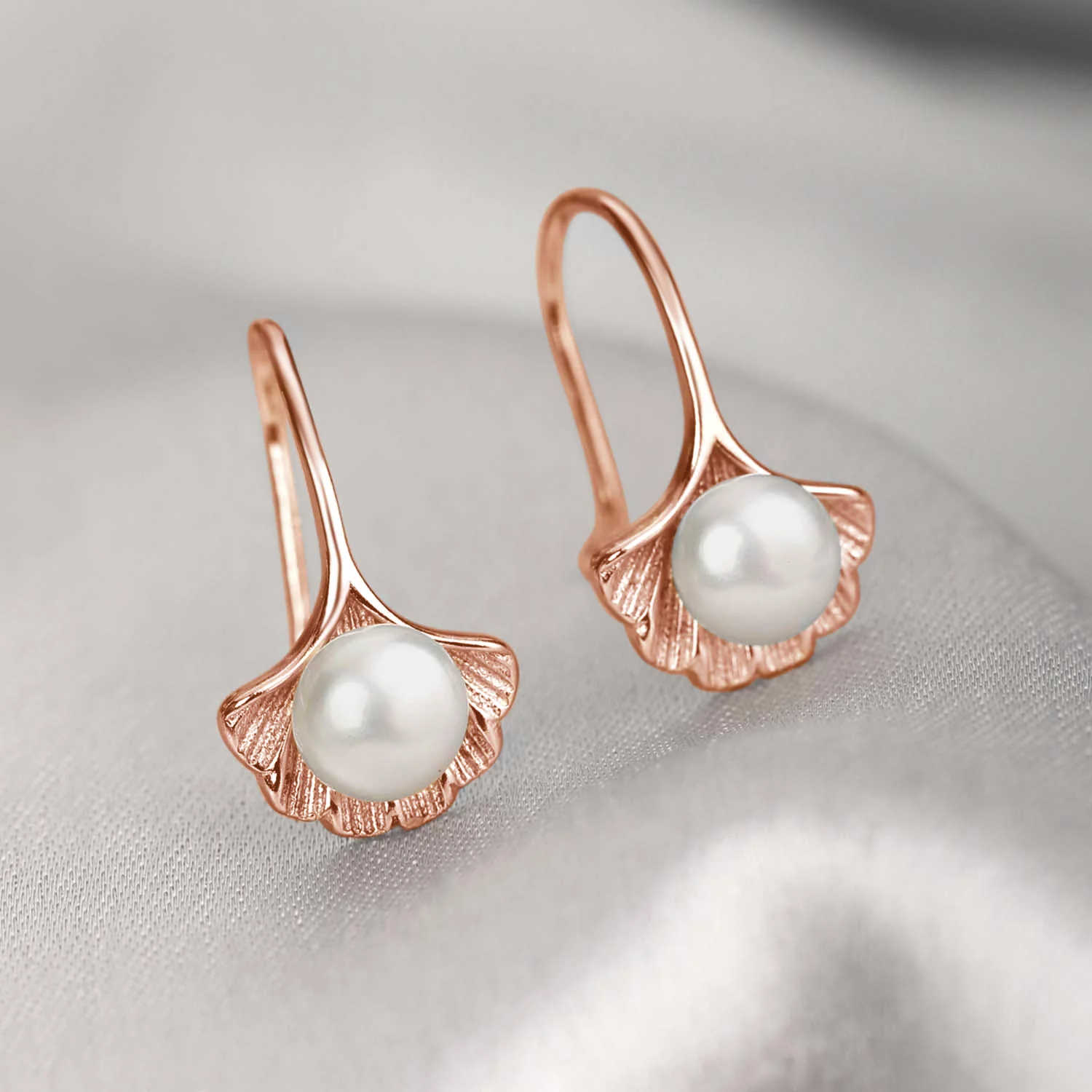 Glam Shell Rose Gold Plated 925 Sterling Silver Earring - Image 2