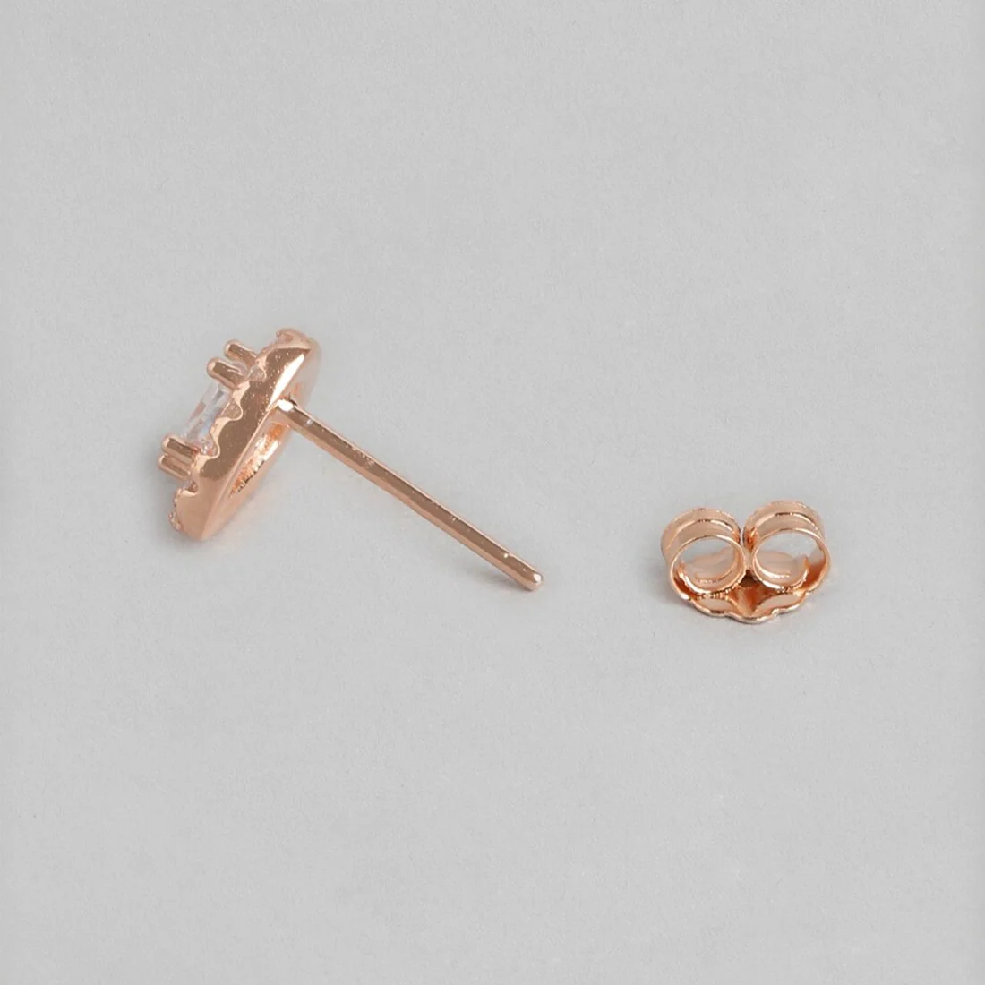 Gleaming Triangles CZ Rose Gold Plated 925 Sterling Silver Earrings - Image 5