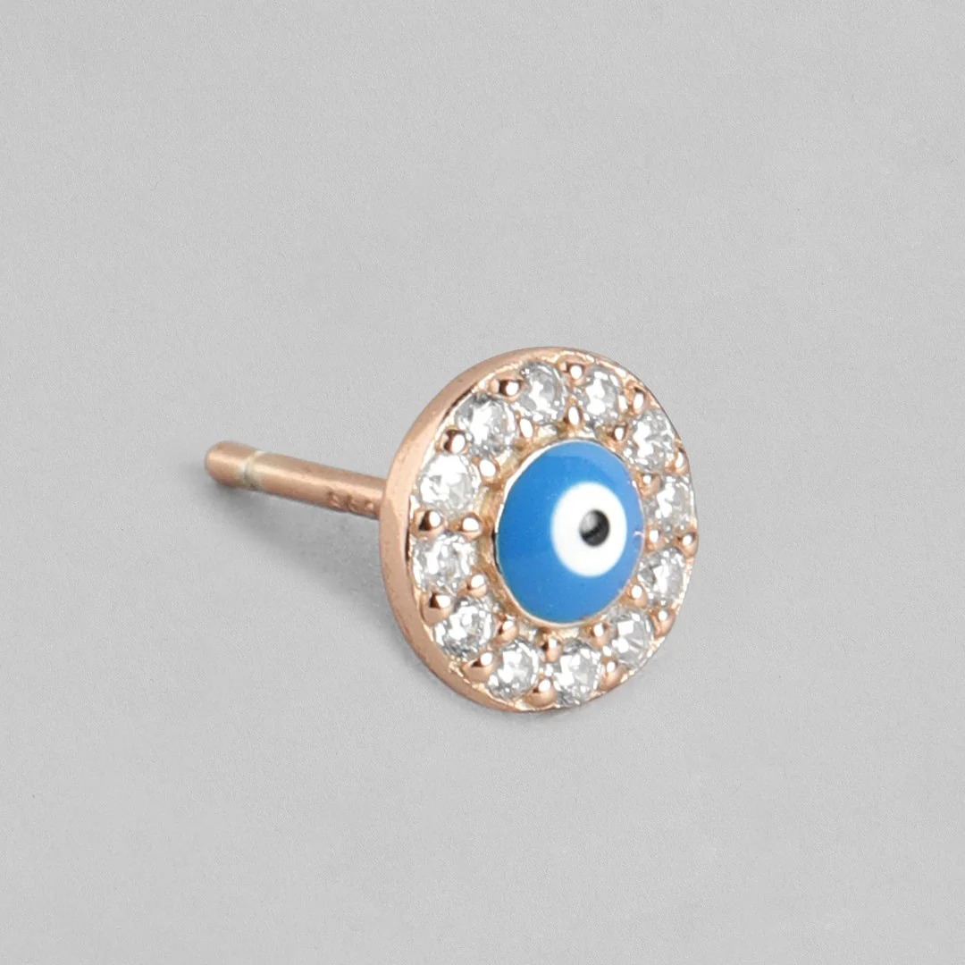 Tiny Evil Evil Studs 925 Silver Earrings in Rose Gold - Image 5
