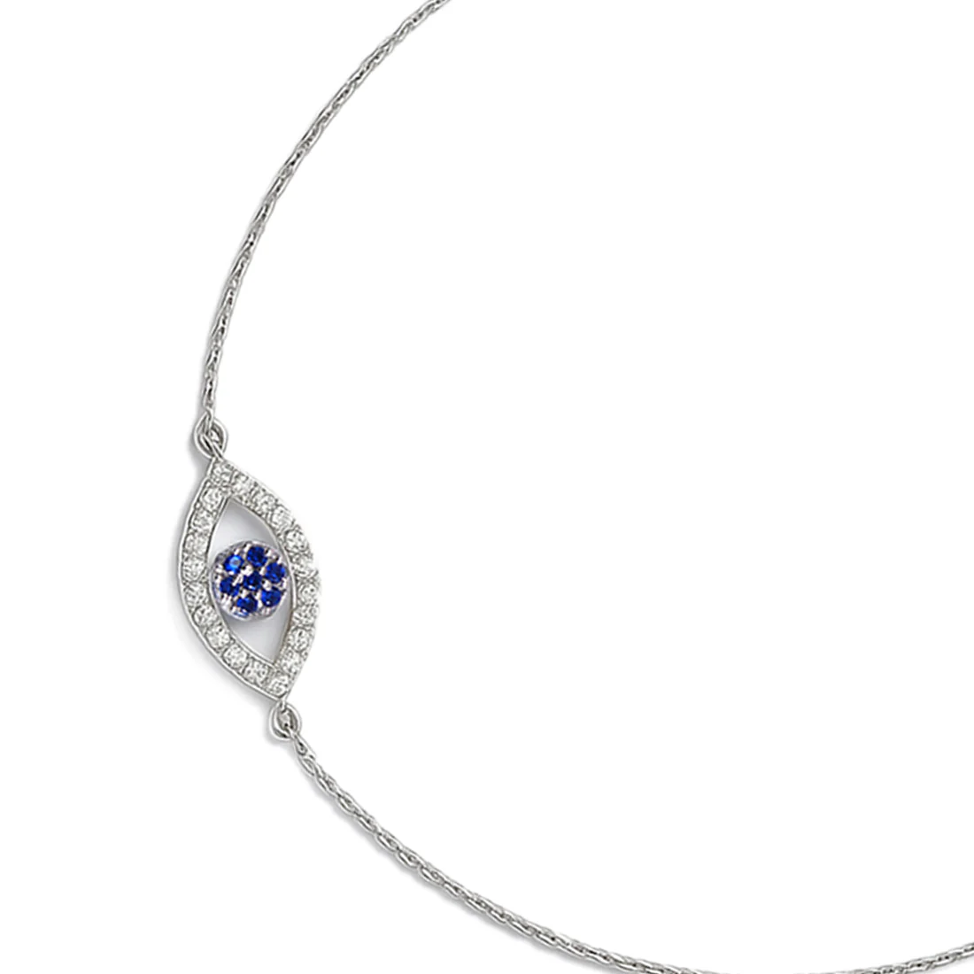 Glimmering Evil Eye Rhodium Plated 925 Sterling Silver Anklet - Image 5
