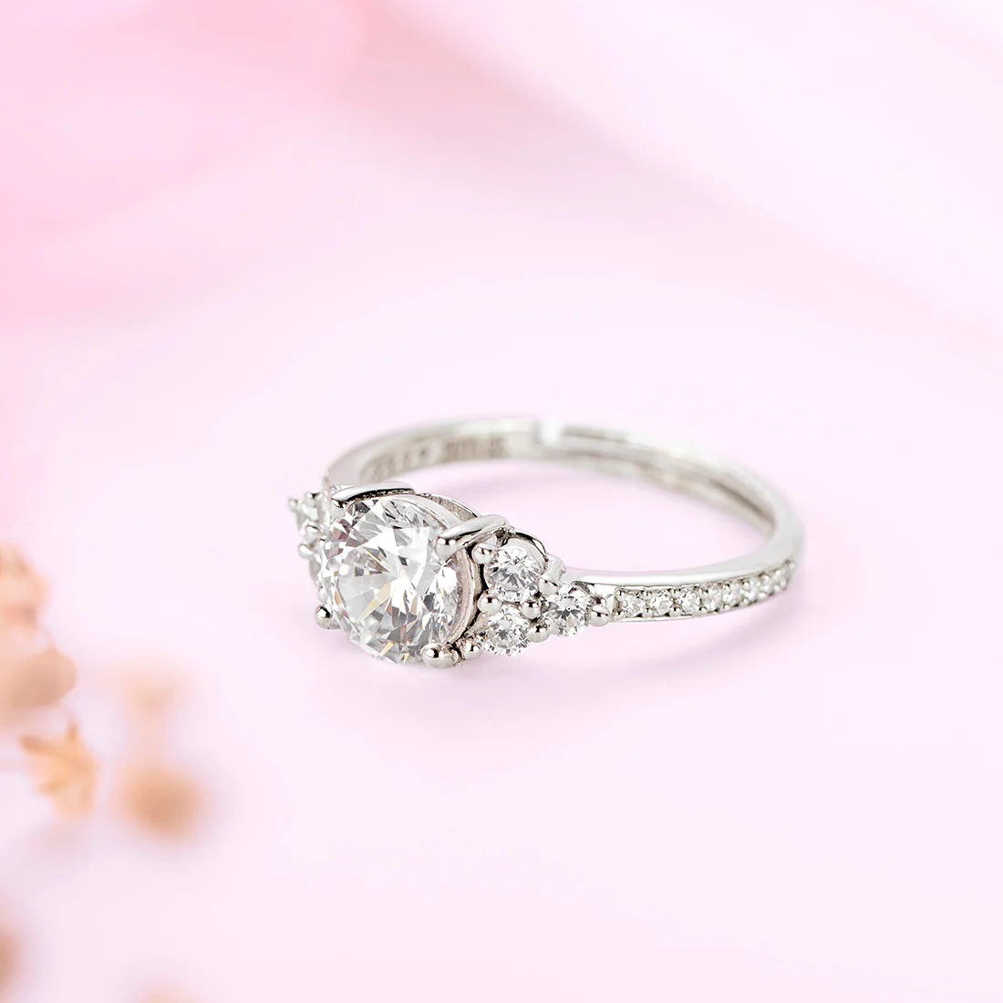 Glimmering Frost 925 Sterling Silver Women's Ring with Cubic Zirconia (Adjustable) - Image 2