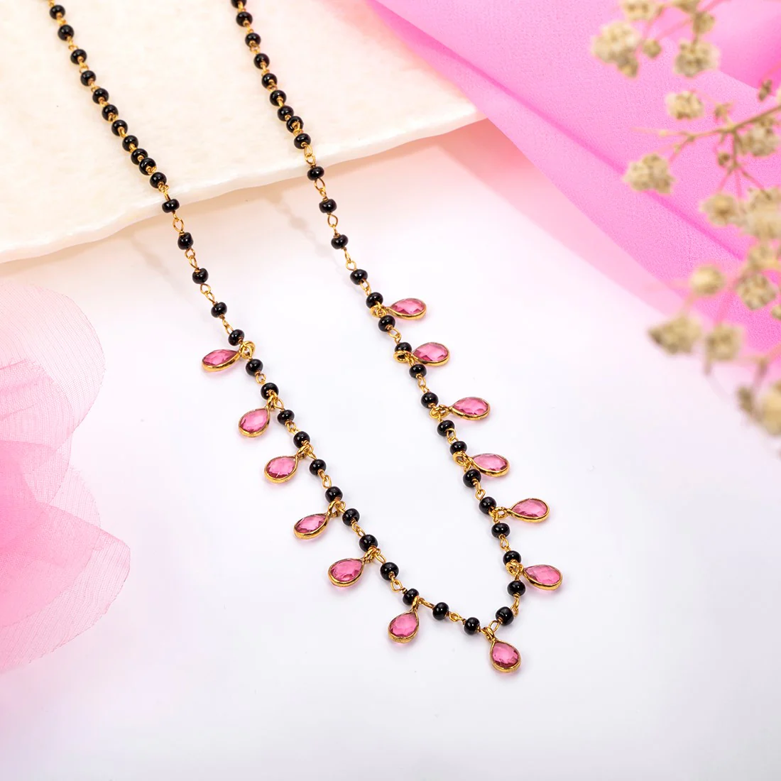 Glimmering Unity 925 Sterling Silver Gold-Plated CZ Mangalsutra - Image 2
