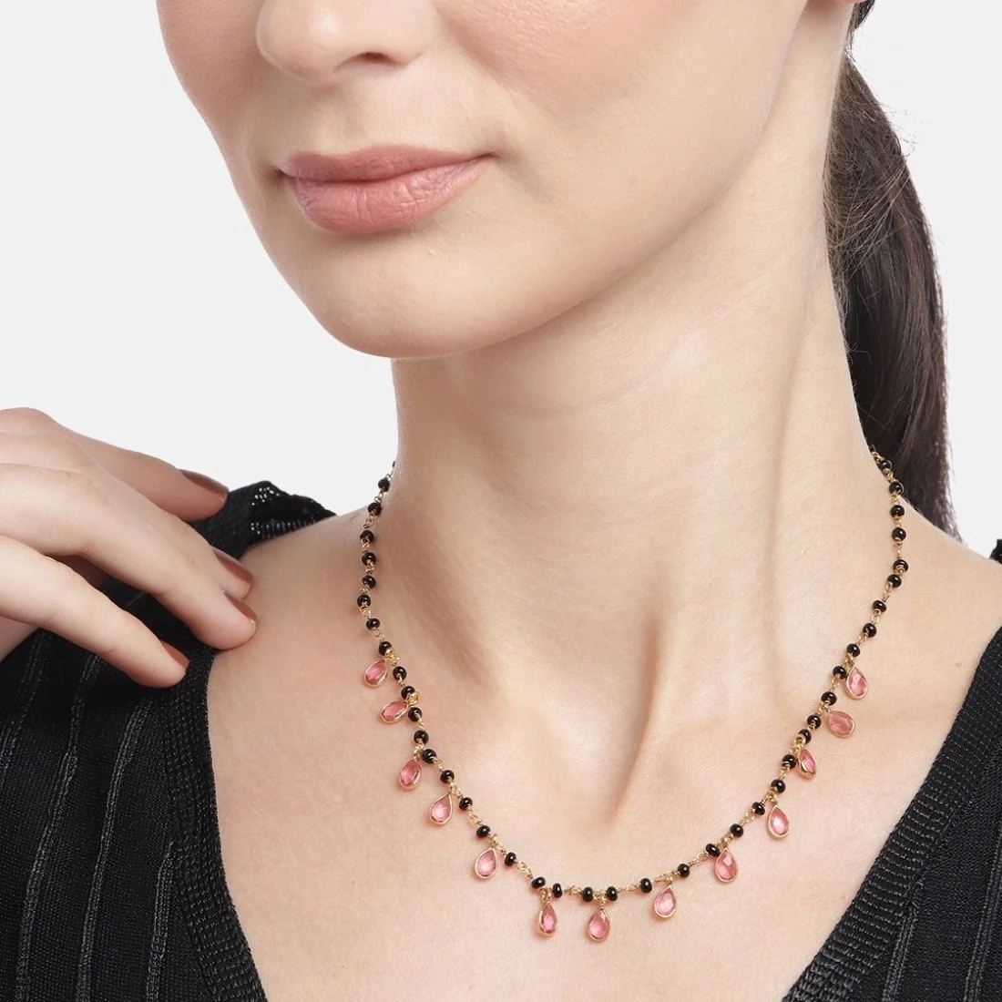 Glimmering Unity 925 Sterling Silver Gold-Plated CZ Mangalsutra - Image 3