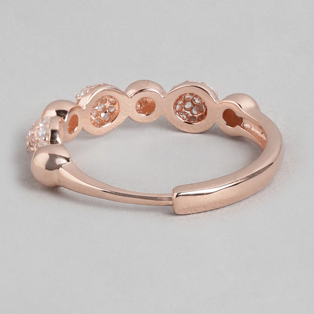 Glistening Cascade Rose Gold-Plated 925 Sterling Silver Ring (Adjustable) - Image 7