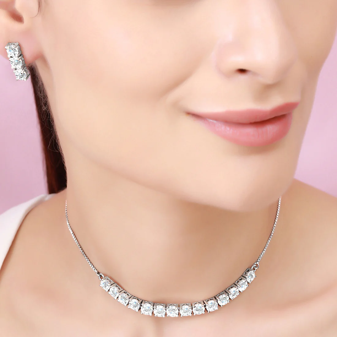 Glitz Ensemble Rhodium Plated 925 Sterling Silver Jewelry Set - Image 2
