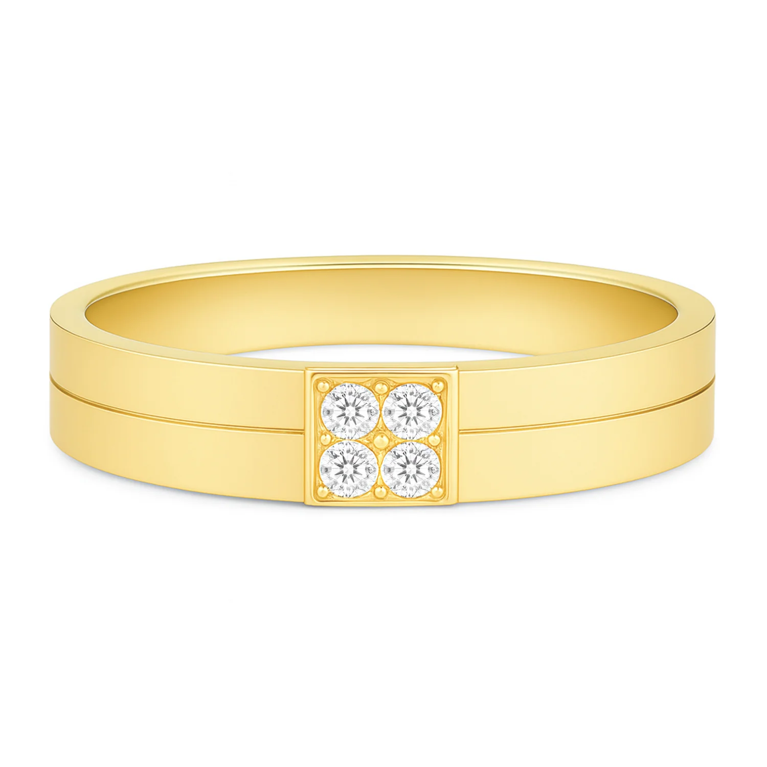 Gold-Plated CZ Silver Mens Band Ring (oneSize) - Image 4