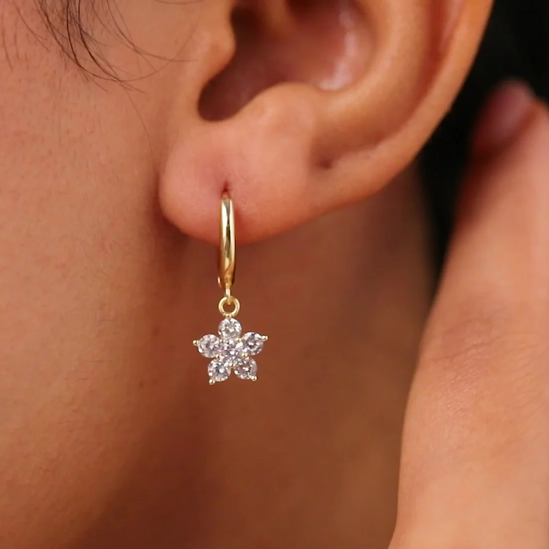 A Falling Star Silver Hoop Gold Plated Earrings - Image 5