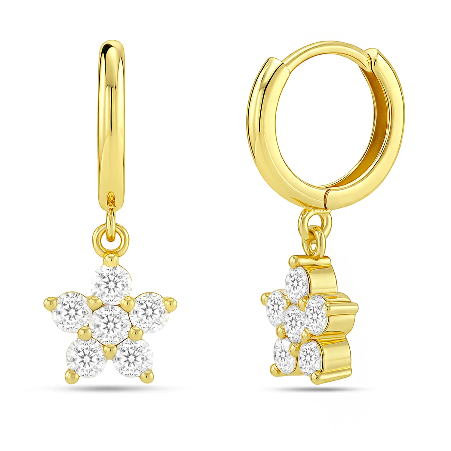 A Falling Star Silver Hoop Gold Plated Earrings - Image 6