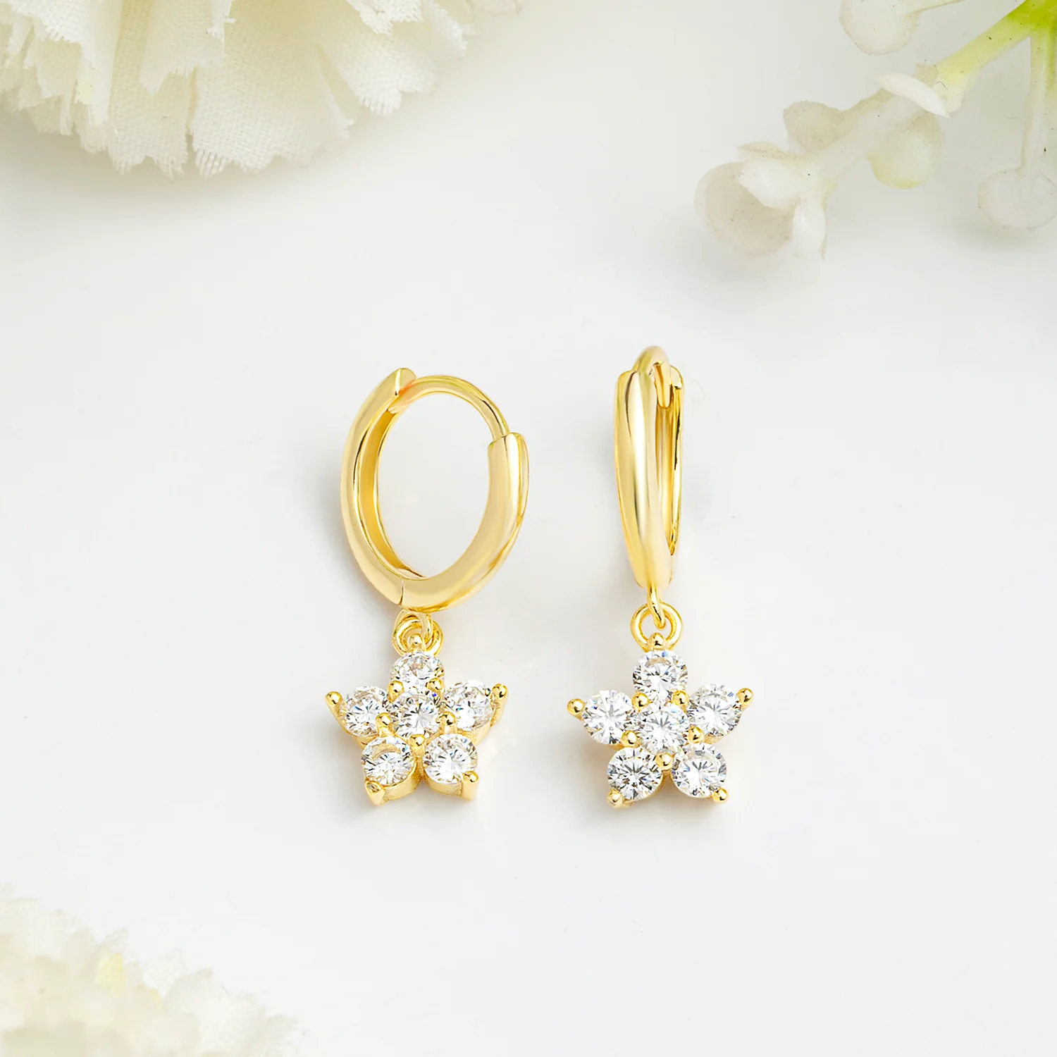 A Falling Star Silver Hoop Gold Plated Earrings - Image 9