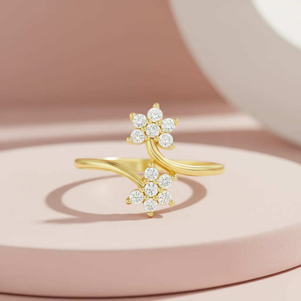 Two Souls in Bloom Gold Plated Ring (Adjustable) - Image 10