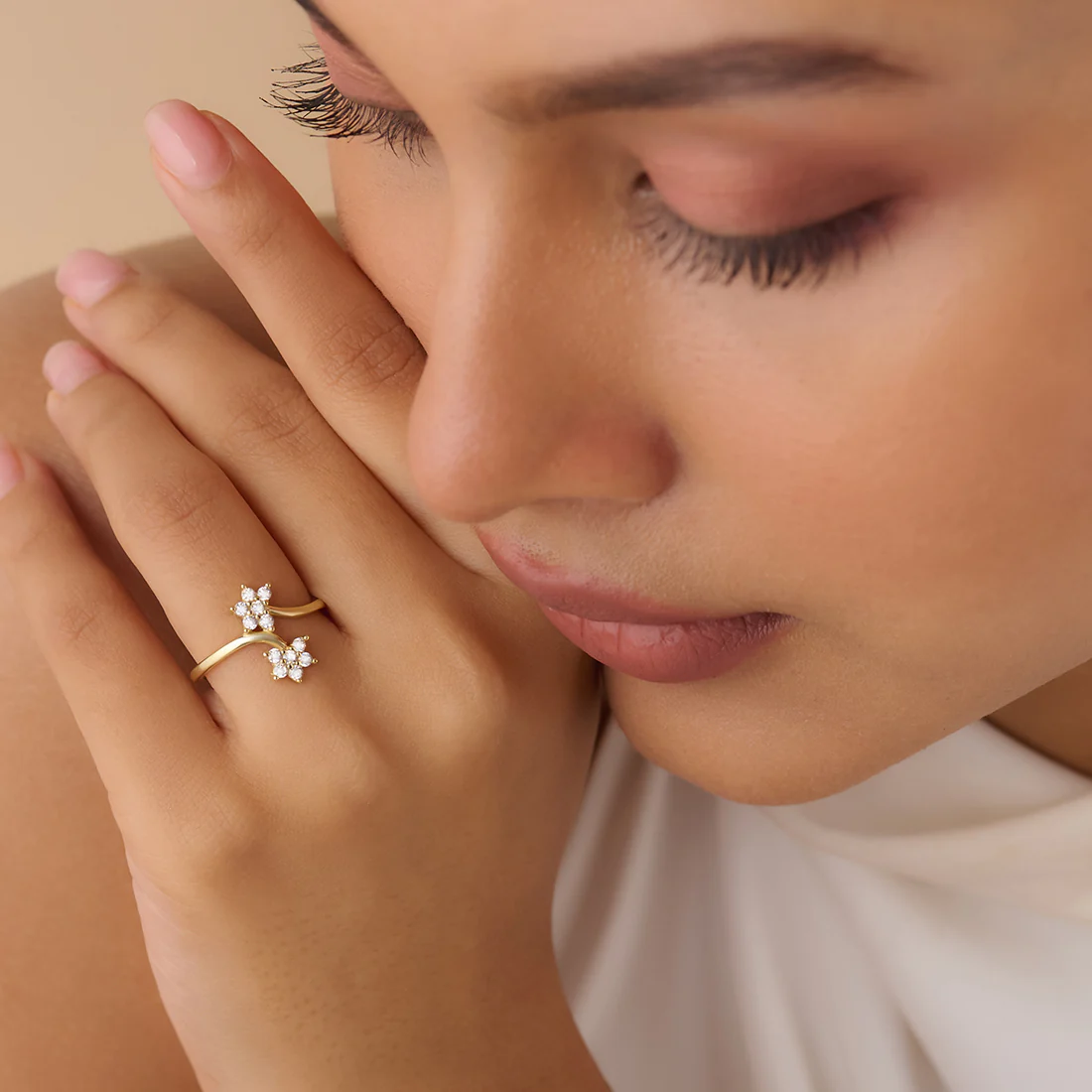 Two Souls in Bloom Gold Plated Ring (Adjustable) - Image 3