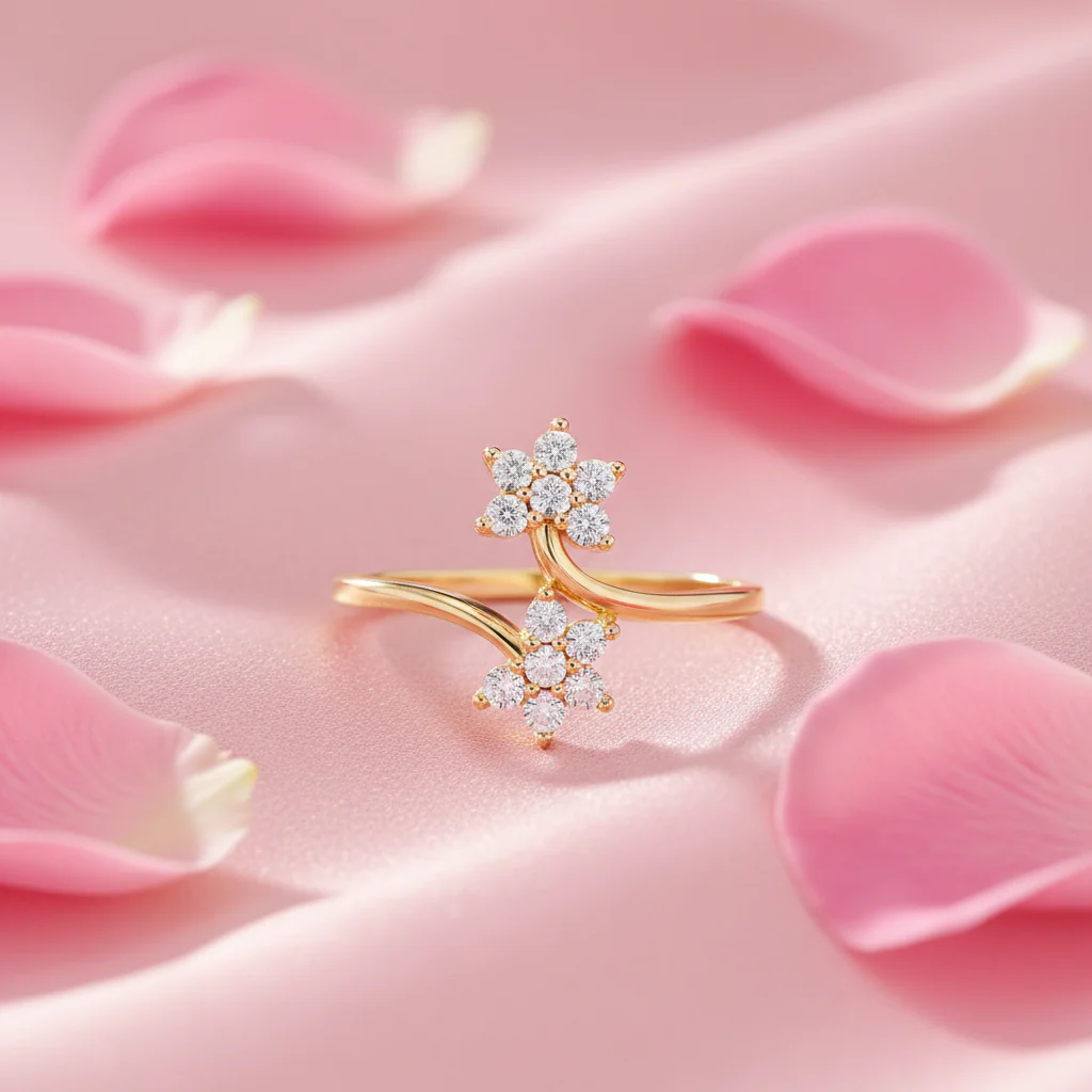 Two Souls in Bloom Gold Plated Ring (Adjustable) - Image 8
