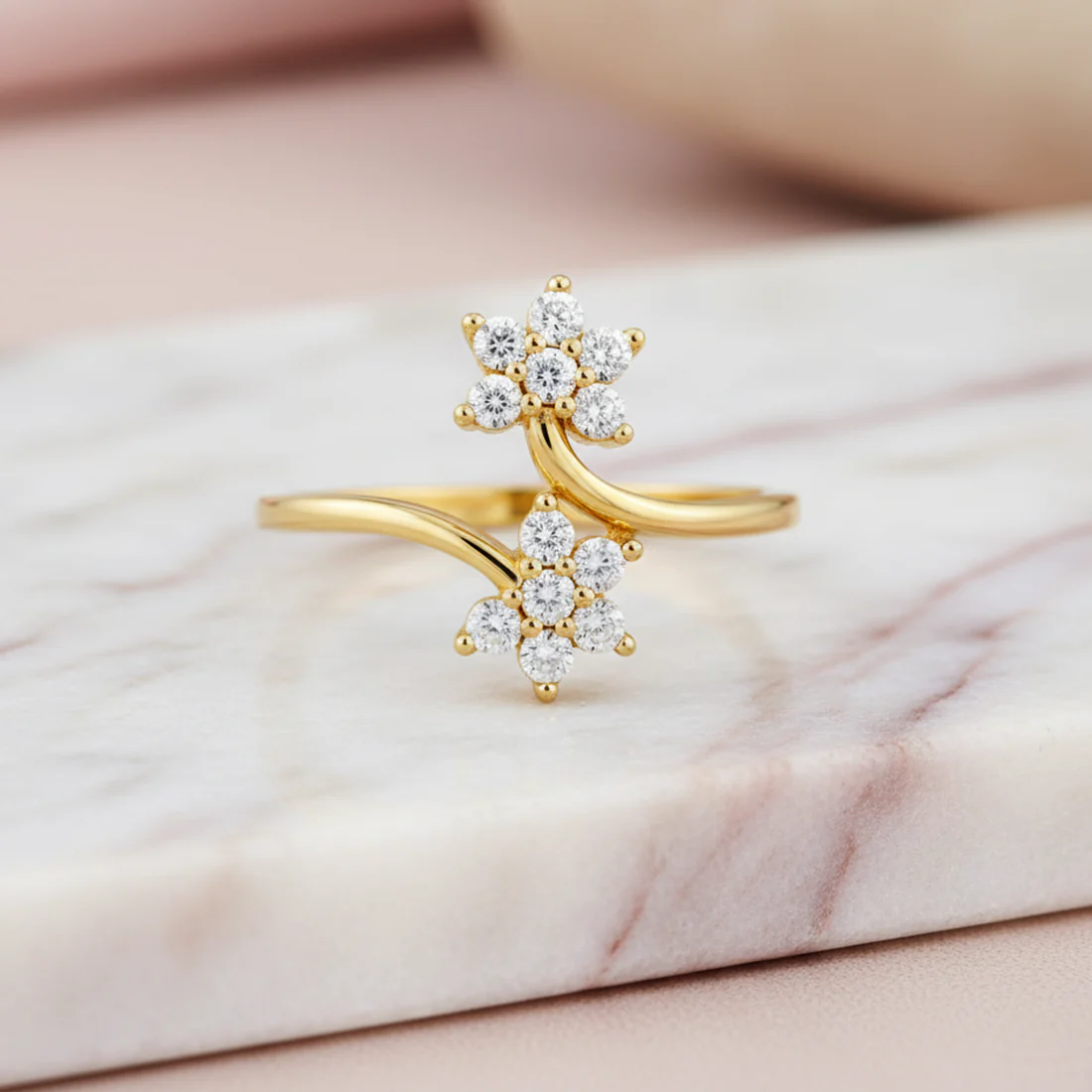 Two Souls in Bloom Gold Plated Ring (Adjustable) - Image 9