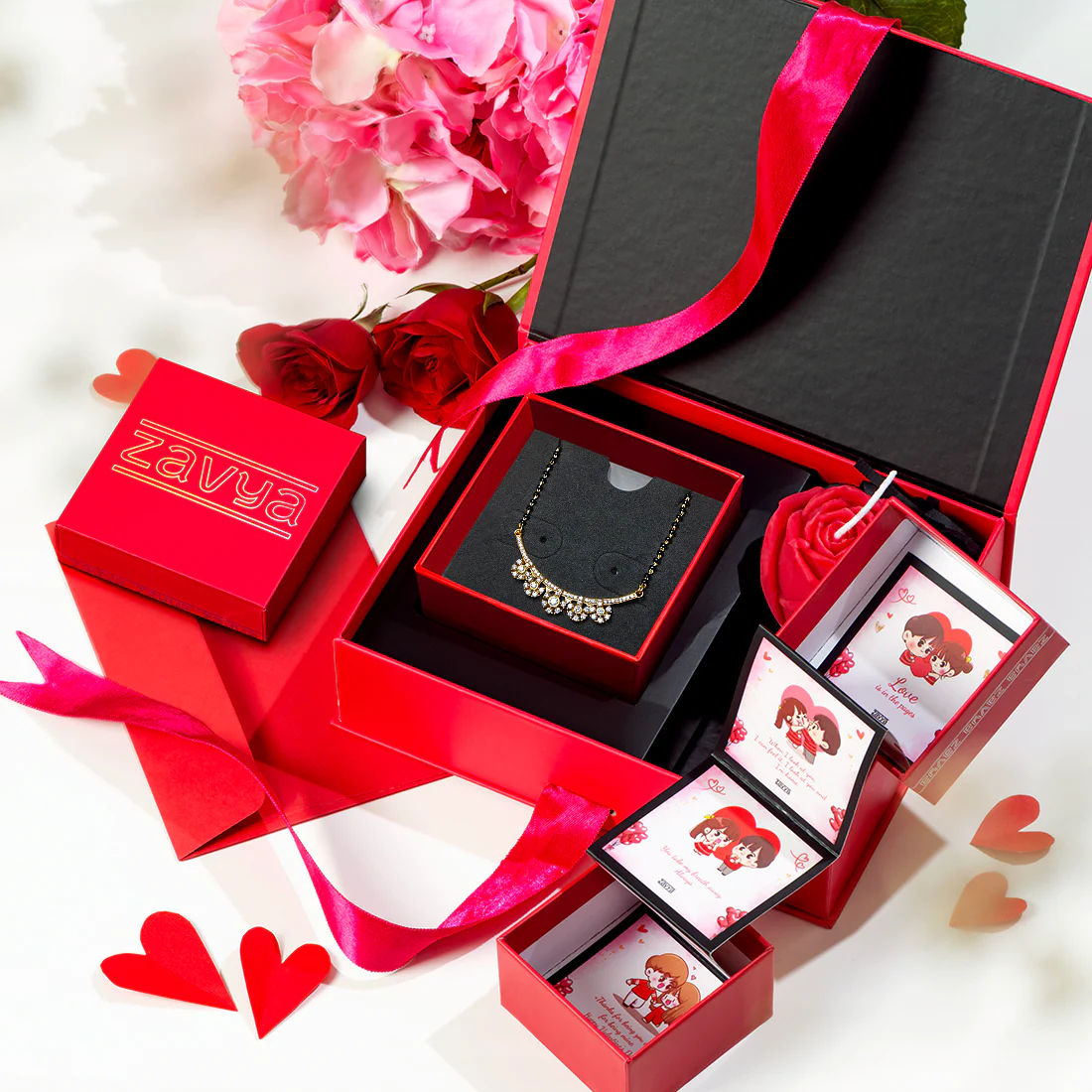 Gold Plated Flower 925 Sterling Silver Mangalsutra Gift Hamper