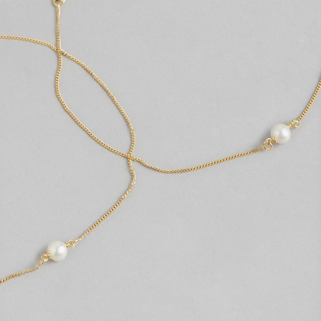 Gold-Plated & Pearl 925 Sterling Silver Chained Anklet - Image 8