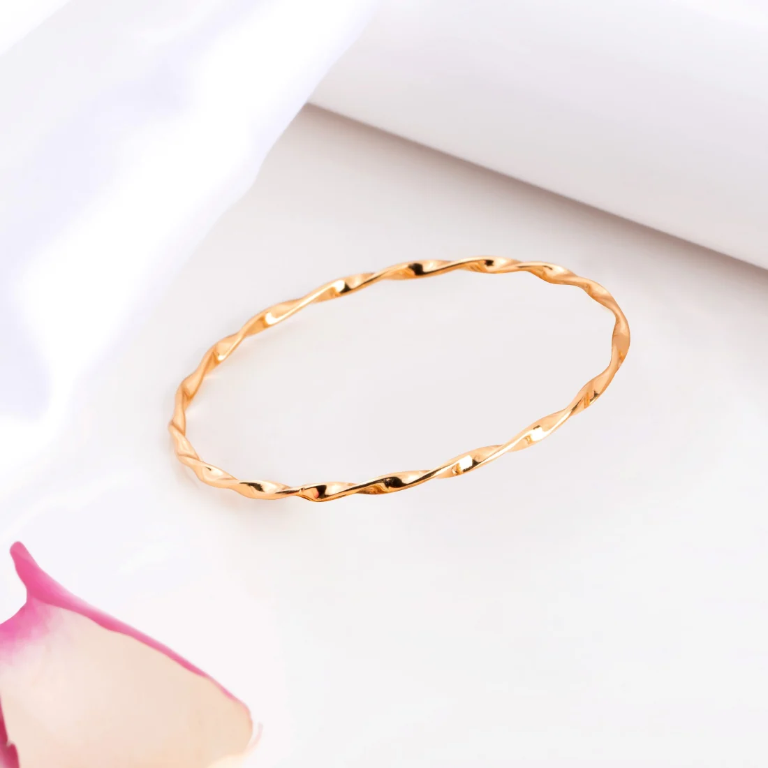 Golden Abstract 925 Sterling Silver Gold-Plated Abstract Bangle - Image 13