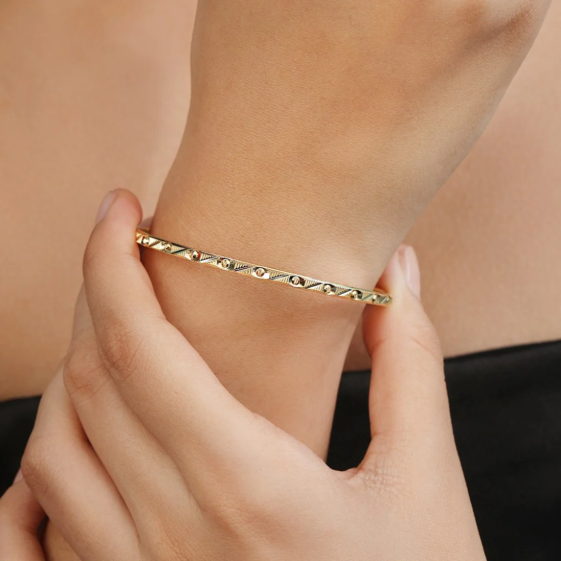 Golden Abstracts Gold Plated 925 Sterling Silver Bangles - Image 3