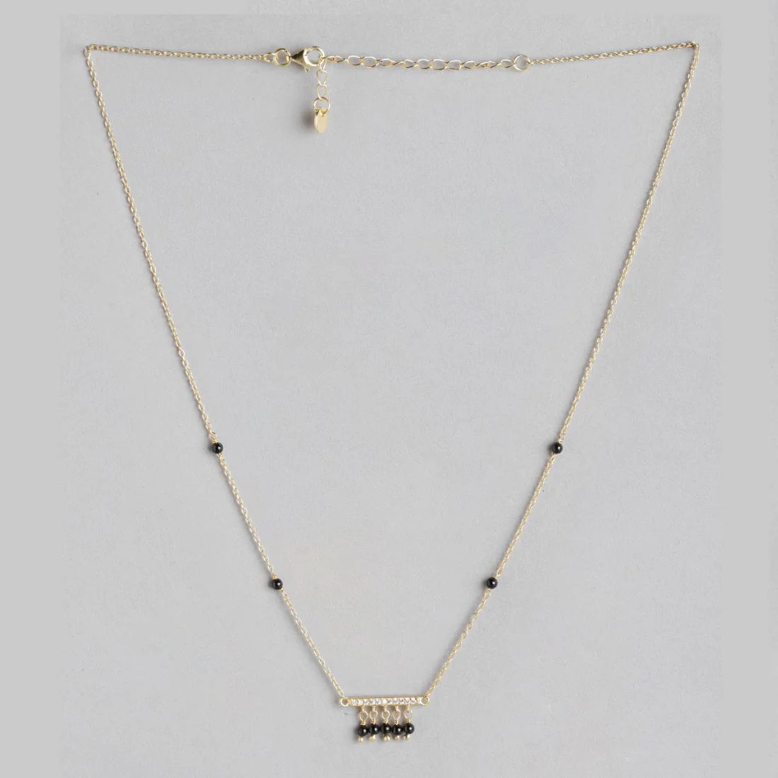 Golden Aura CZ 925 Sterling Silver Gold-Plated Beaded Mangalsutra - Image 3