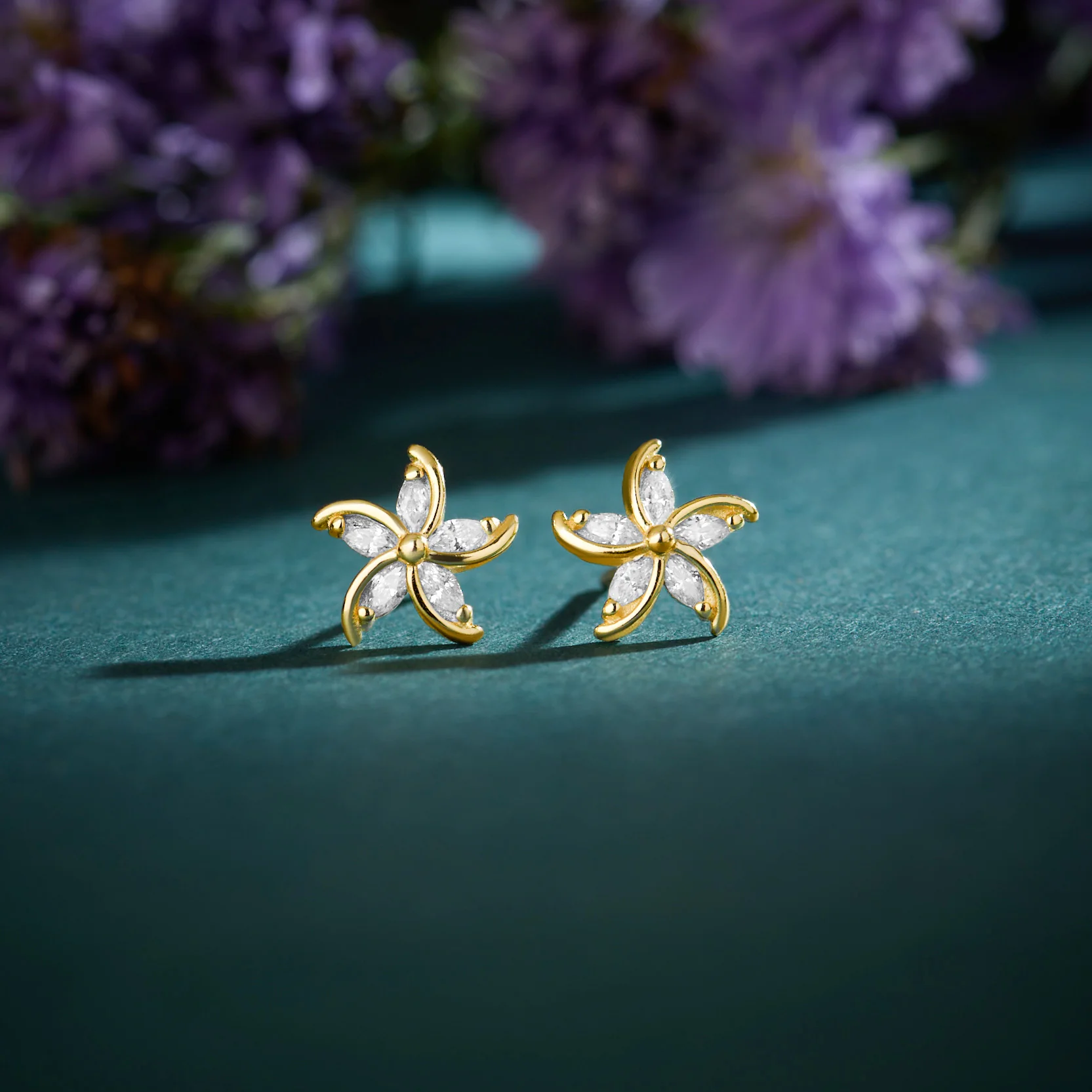 Golden Hour Bloom Stud Gold Plated Earrings