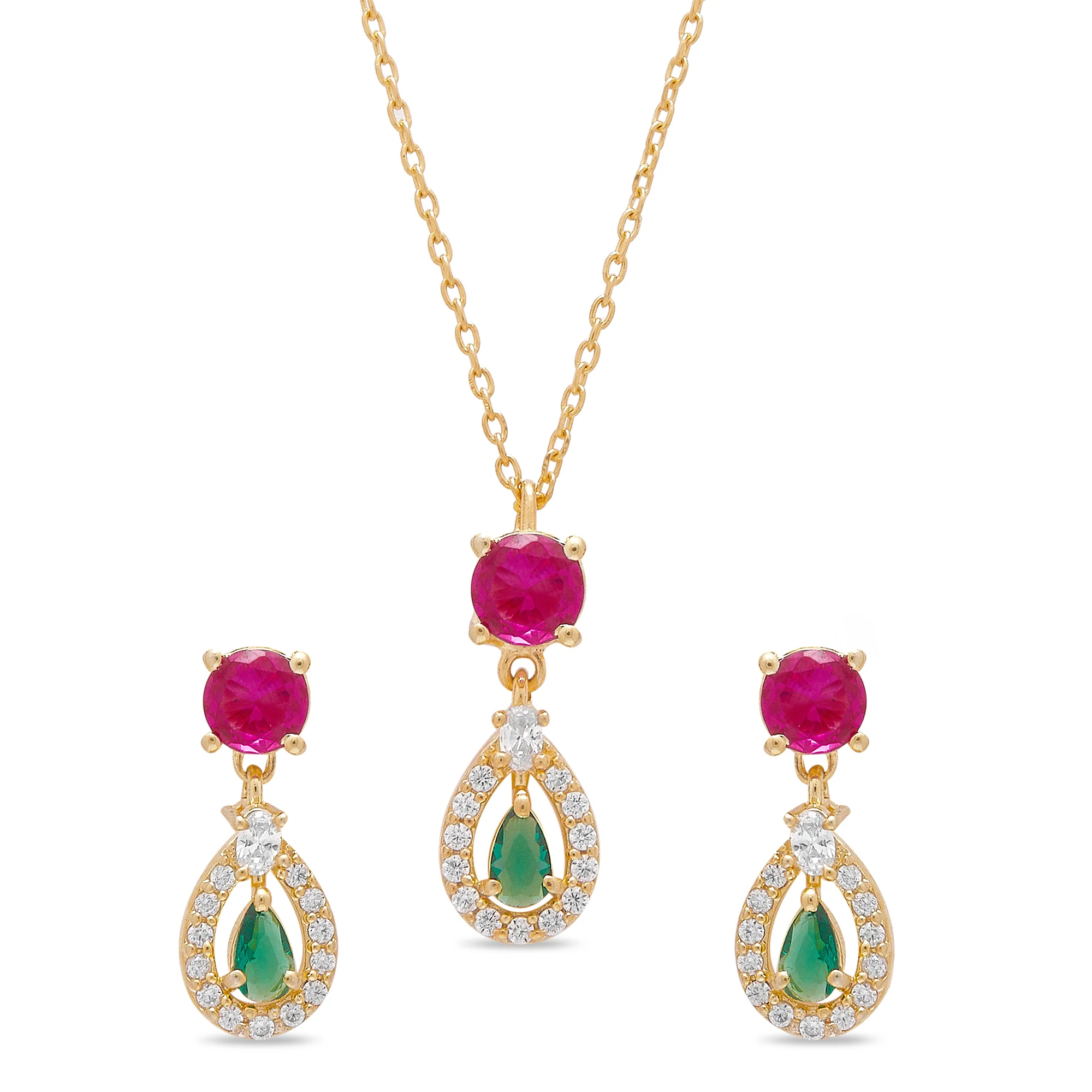 Golden Cascade 925 Sterling Silver Gold-Plated Jewelry Set - Image 3