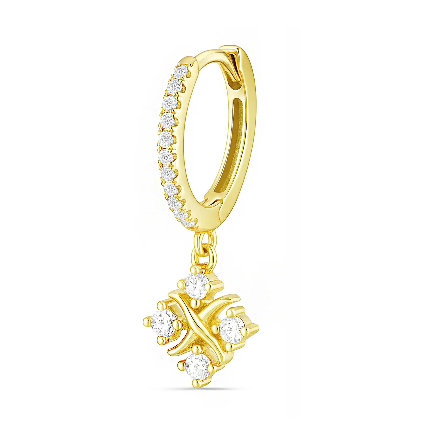 Golden Flowerfall Silver Hoop Gold Plated Earrings - Image 10